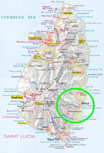 map of st. lucia